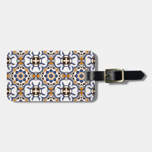 Étiquette À Bagage Vintage portugais Azulejo bleu jaune Motif