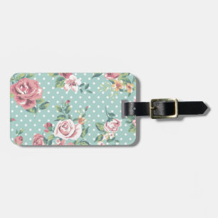 Étiquette À Bagage Vintage shabby chic floral turquoise rose girly