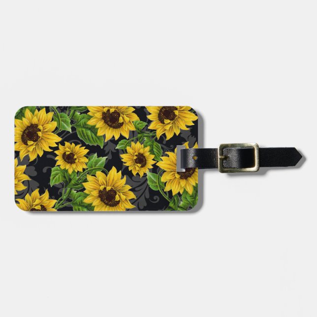 Étiquette À Bagage Vintage sunflower (Devant horizontal)