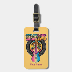 Étiquette À Bagage Vinyl Peace Love Music