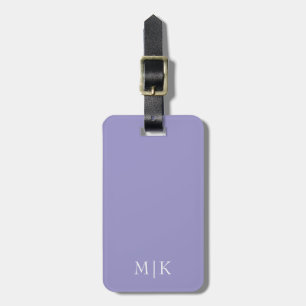 Étiquette À Bagage Violet et blanc Monogramme moderne