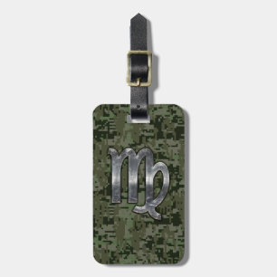 Étiquette À Bagage Virgo Zodiac Sign on Green Digital Camo Style