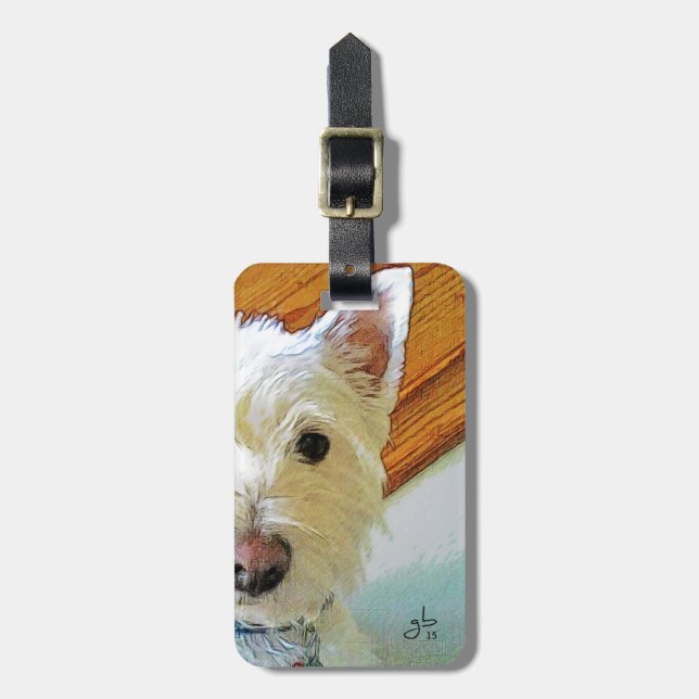 Étiquette À Bagage Visage de chien de Westie, vous regardant (Devant Vertical)