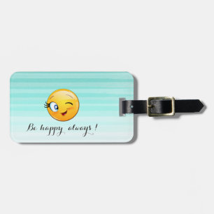 Étiquette À Bagage Visage d'Emoji clin d'œil adorable - Soyez heureux