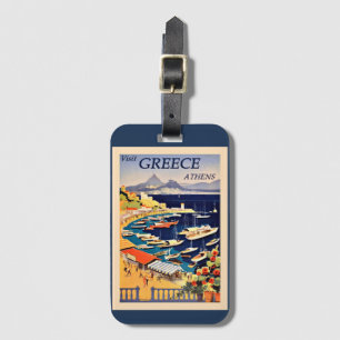 Étiquette À Bagage Visit Athens, affiche de voyage en Grèce