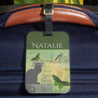 Étiquette À Bagage Visite vintage de Paris du Conversation Noir Colla