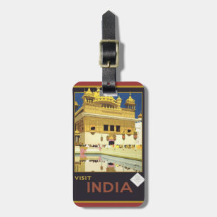 Étiquette À Bagage Visite vintage Inde