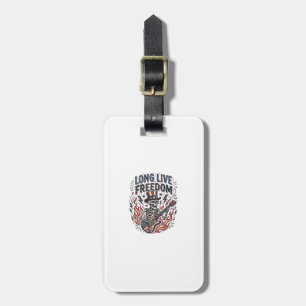 Étiquette À Bagage Vive la Liberté Maillot Squelette Rockeur Patrioti
