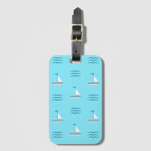 Étiquette À Bagage Voiliers sur le motif bleu de mer