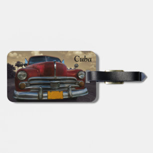 Étiquette À Bagage Voiture américaine classique en Vinales, Cuba