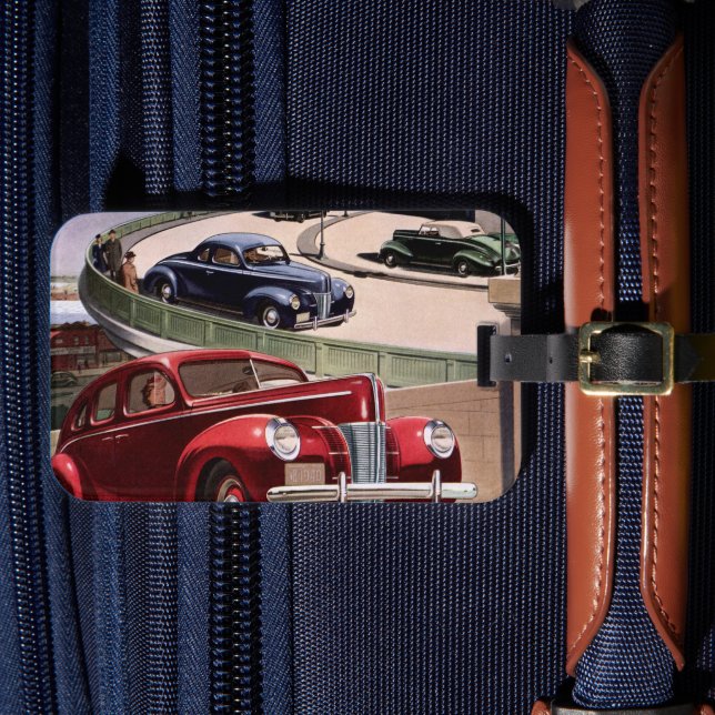 Étiquette À Bagage Voitures d'époque, Voyage sur la route des berline (Insitu Rectoal 4)