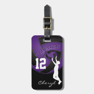 Étiquette À Bagage Volley sportif violet et noir