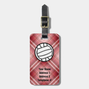 Étiquette À Bagage Volleyball rouge de plaid