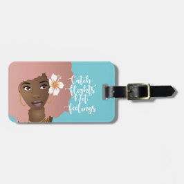 Étiquette À Bagage Vols Sans Sentiments, Fleur Rose Afro, Bleu