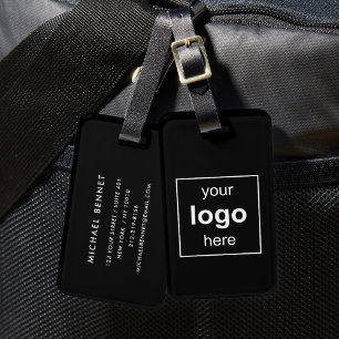 Étiquette À Bagage Votre logo ici Voyage d'affaires noir