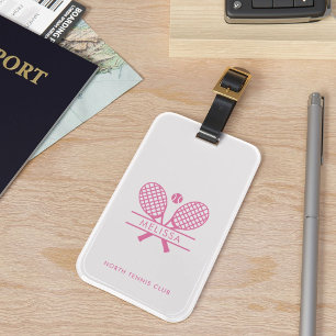 Étiquette À Bagage Votre nom de club de tennis Pink Motif personnalis