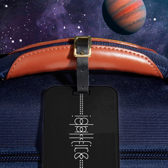 Étiquette À Bagage Votre nom en tant que glyphes Aliens Unique Noir (Créateur téléchargé)