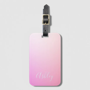 Étiquette À Bagage Votre nom ou mot   Pink Ombre Gradation