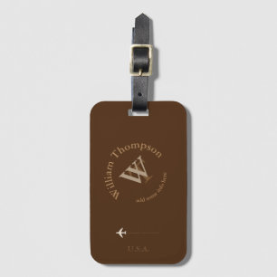 Étiquette À Bagage vous promouvoir   logo   brun monogramme