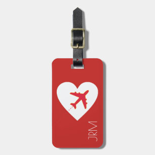 Étiquette À Bagage voyage aérien d'amour rouge personnalisé