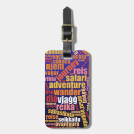 Étiquette À Bagage Voyage coloré dans plusieurs langues Word Cloud