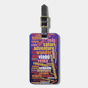 Étiquette À Bagage Voyage coloré dans plusieurs langues Word Cloud