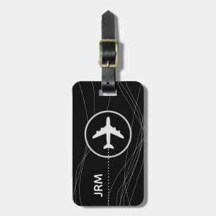 Étiquette À Bagage Voyage d'avion personnalisé noir