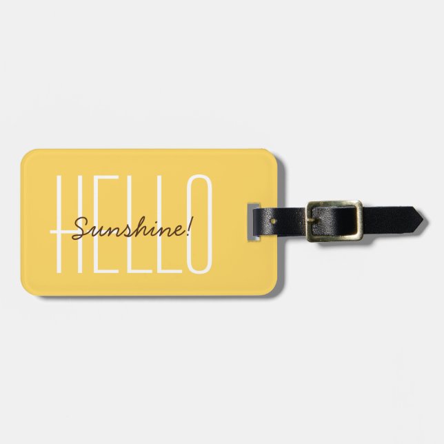 Étiquette À Bagage Voyage moderne Bonjour Sunshine Yellow Typographie (Devant horizontal)