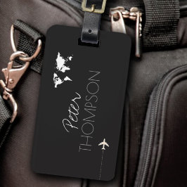 Étiquette À Bagage Voyage noir et blanc personnalisé et élégant