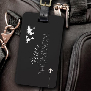 Étiquette À Bagage Voyage noir et blanc personnalisé et élégant