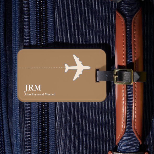 Étiquette À Bagage Voyage personnalisé d'avion brun clair (Insitu Rectoal 4)
