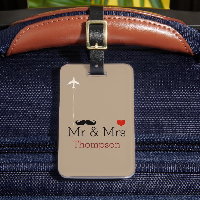 Étiquette À Bagage Voyage personnalisé de M. et Mme avion (Insitu Rectoal 2)