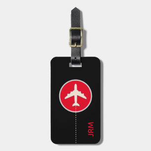 Étiquette À Bagage voyage personnalisé en avion noir rouge