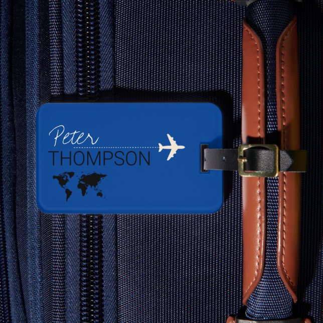 Étiquette À Bagage voyage personnalisé et élégant BLUE Aero (Insitu Rectoal 4)