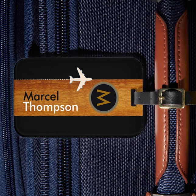 Étiquette À Bagage Voyage personnalisé / monogramme élégant (Insitu Rectoal 4)