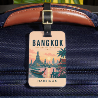 Étiquette À Bagage Voyage personnalisé rose pêche Thaïlande Bangkok