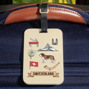 Étiquette À Bagage Voyage Rétro Suisse Symboles Nationaux Iconiques