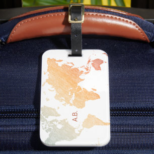 Étiquette À Bagage Voyageur du monde élégant (avec carte, lumière rét