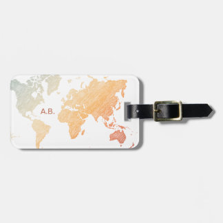 Étiquette À Bagage Voyageur du monde élégant (plus carte, lumière rét
