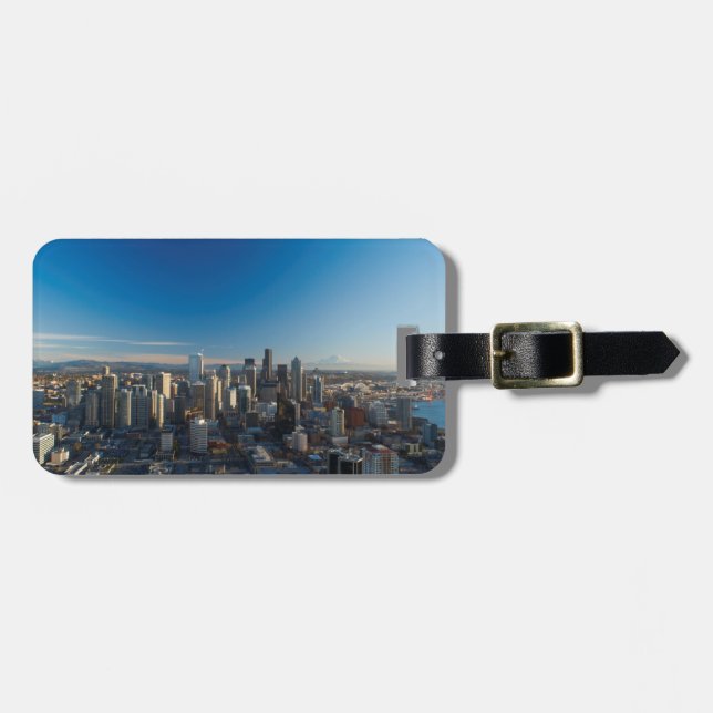 Étiquette À Bagage Vue aérienne du ciel de Seattle (Devant horizontal)