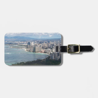 ÉTIQUETTE À BAGAGE VUE DE TÊTE OAHU, HAWAÏ DE DIAMANT