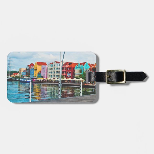 Étiquette À Bagage Vue du pont Pontoon sur l'île de Curacao (Devant horizontal)