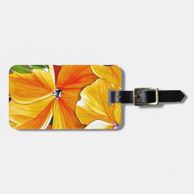 Étiquette À Bagage Wallflower originale aquarelle art floral (Devant horizontal)