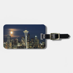 Étiquette À Bagage Washington, Seattle, Skyline la nuit à partir de K