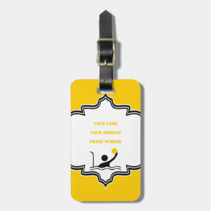 Étiquette À Bagage Water polo player black silhouette custom