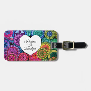 Étiquette À Bagage Watercolor Rainbow Mandala With Heart