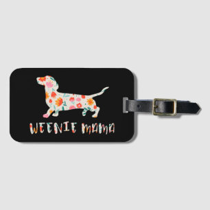 Étiquette À Bagage Weenie Mama Dachshund floral