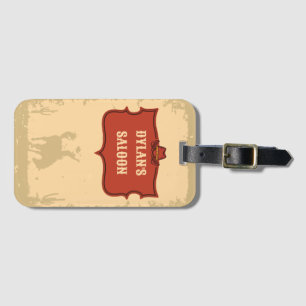 Étiquette À Bagage Western Cowboy Monogramme Nom Rustique Salon