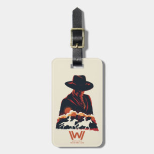 Étiquette À Bagage Westworld   Homme en Silhouette du désert noir