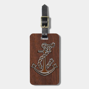 Étiquette À Bagage Wet Nautical Mahogany Anchor Steel Decor